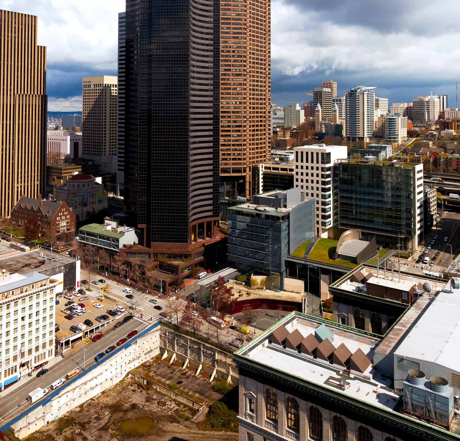 Vista dell'orizzonte del centro di Seattle dei grattacieli più alti della città