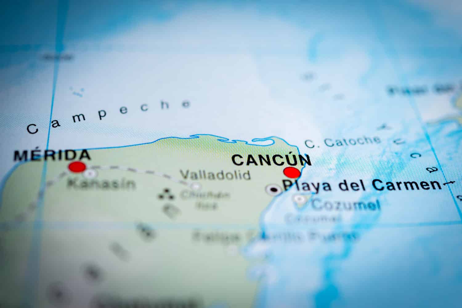 Vista mappa di Cancun, Messico.  (vignetta)