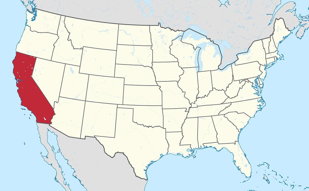 California sulla mappa degli Stati Uniti