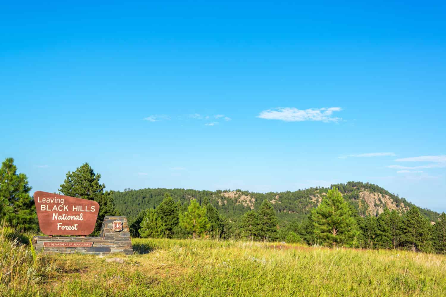 Segno che segna il confine della Black Hills National Forest