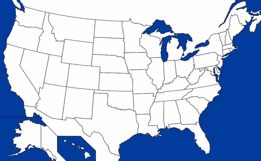 Mappa vuota degli Stati Uniti