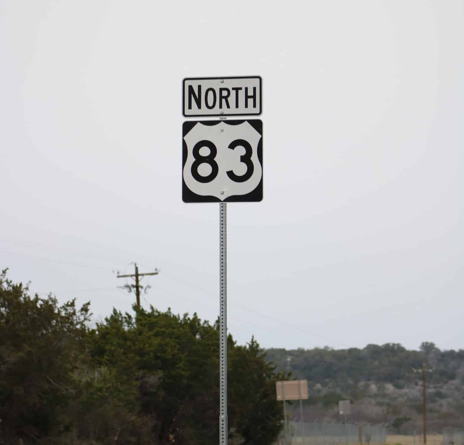 Cartello stradale: US Hwy 83 North, Junction, TX (19 febbraio 2019)