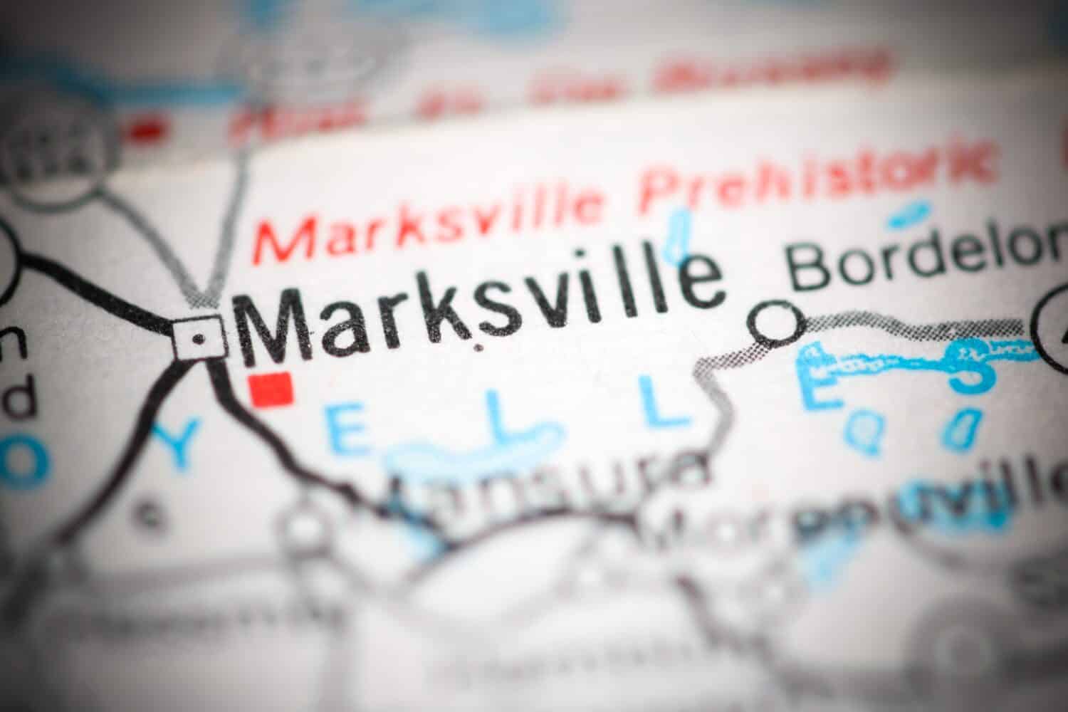 Markville.  Louisiana.  Stati Uniti su una mappa geografica