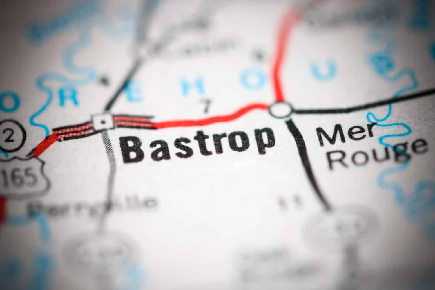 Bastrop.  Louisiana.  Stati Uniti su una mappa geografica