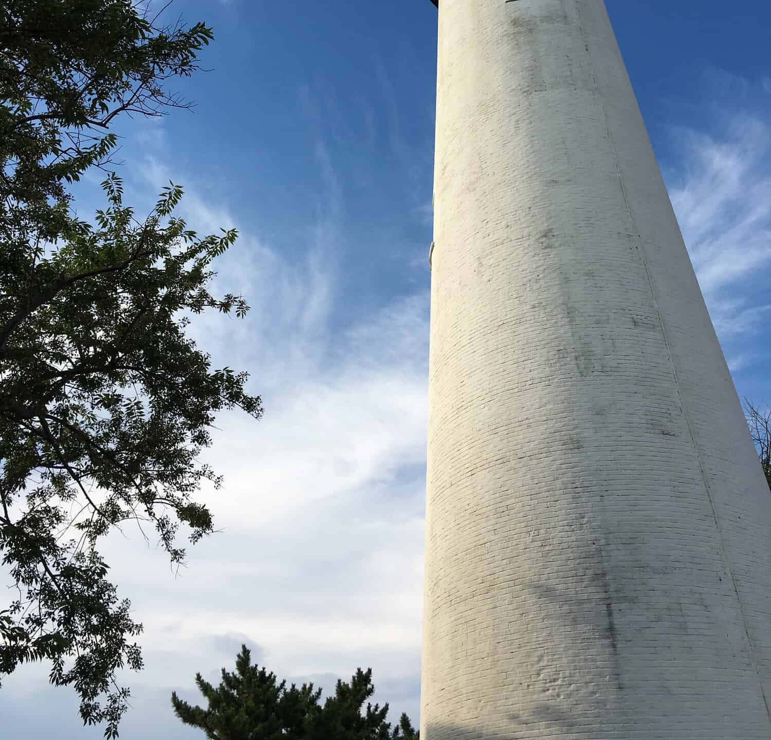 Il faro dell'isola di Fenwick supera la linea degli alberi