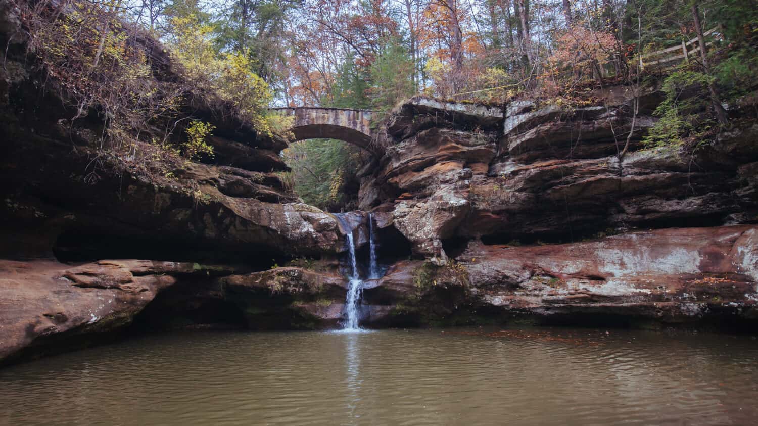 Bridge e Upper Falls a Hocking Hills, OH