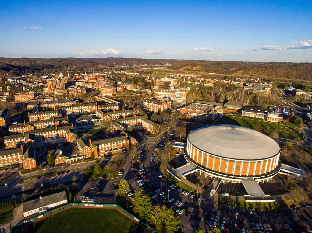 Ohio University dall'alto durante la primavera.