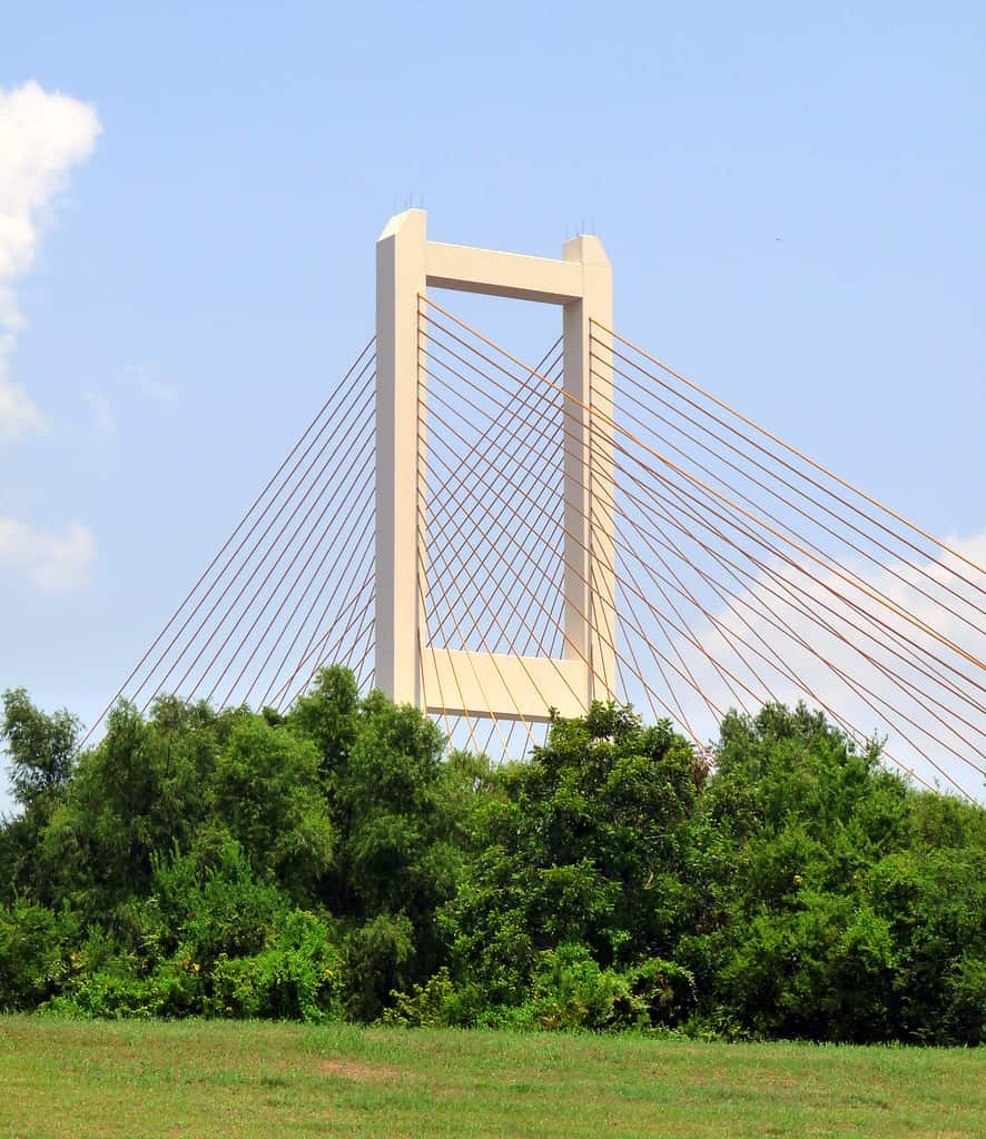 Uno scatto di uno dei pilastri del ponte John James Audubon in Louisiana.