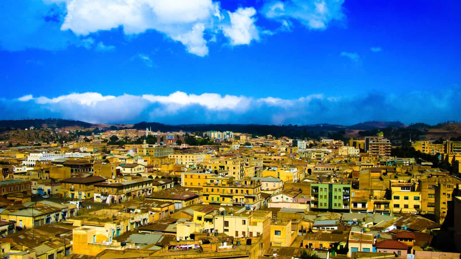 Veduta aerea di Asmara, capitale dell'Eritrea