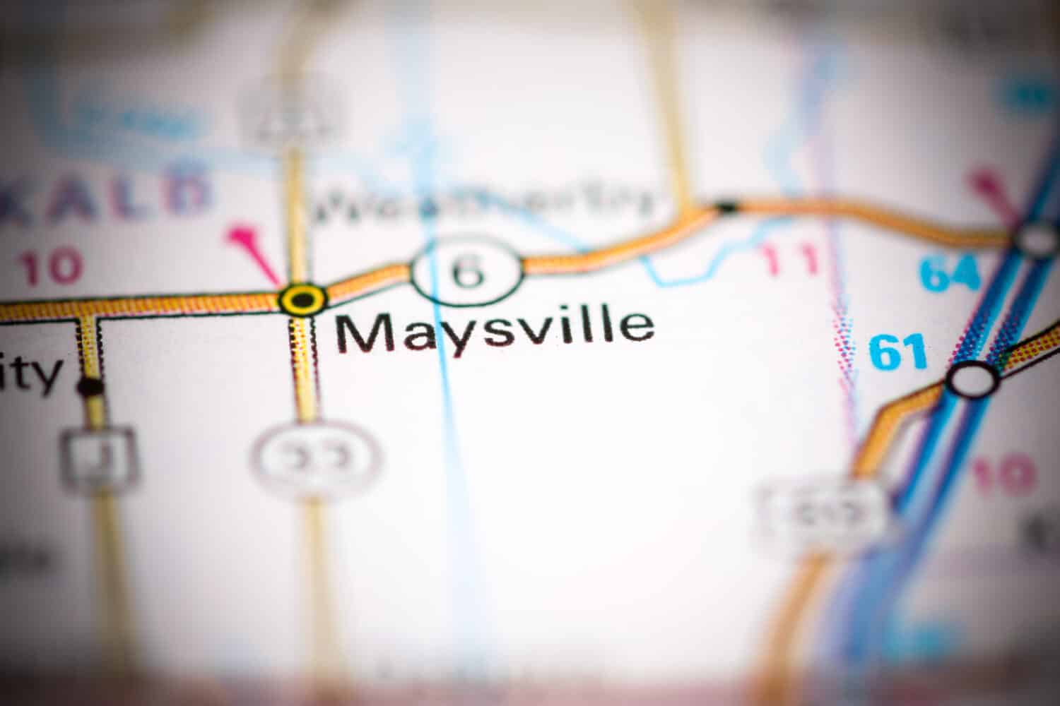 Maysville.  Missouri.  Stati Uniti su una mappa geografica