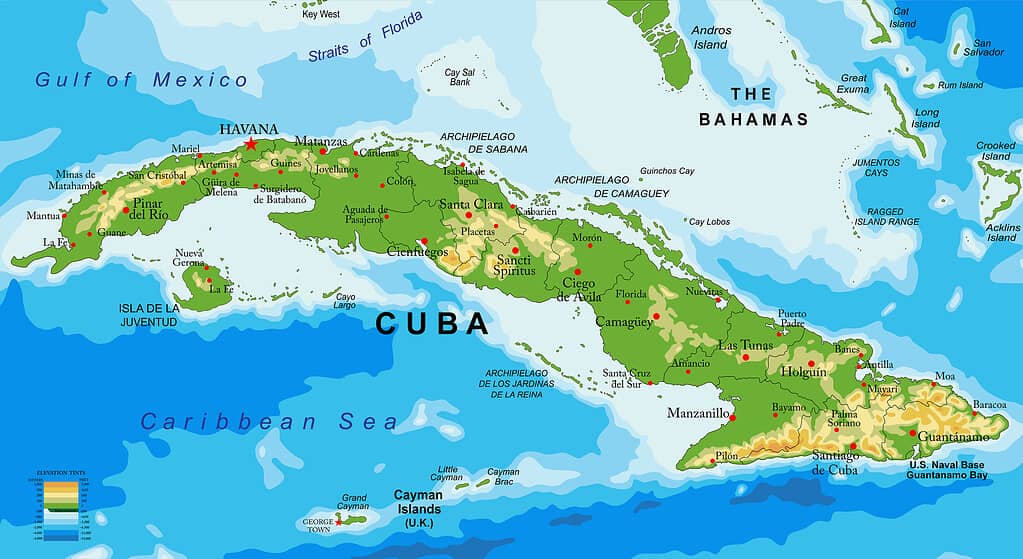 Mappa in rilievo di Cuba
