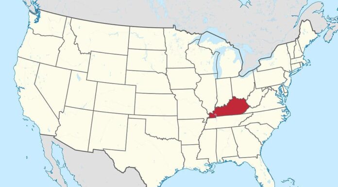 Posizione dello stato del Kentucky negli Stati Uniti