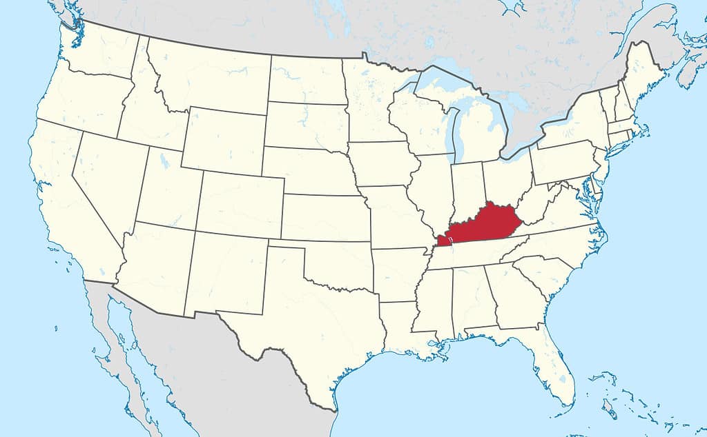 Posizione dello stato del Kentucky negli Stati Uniti