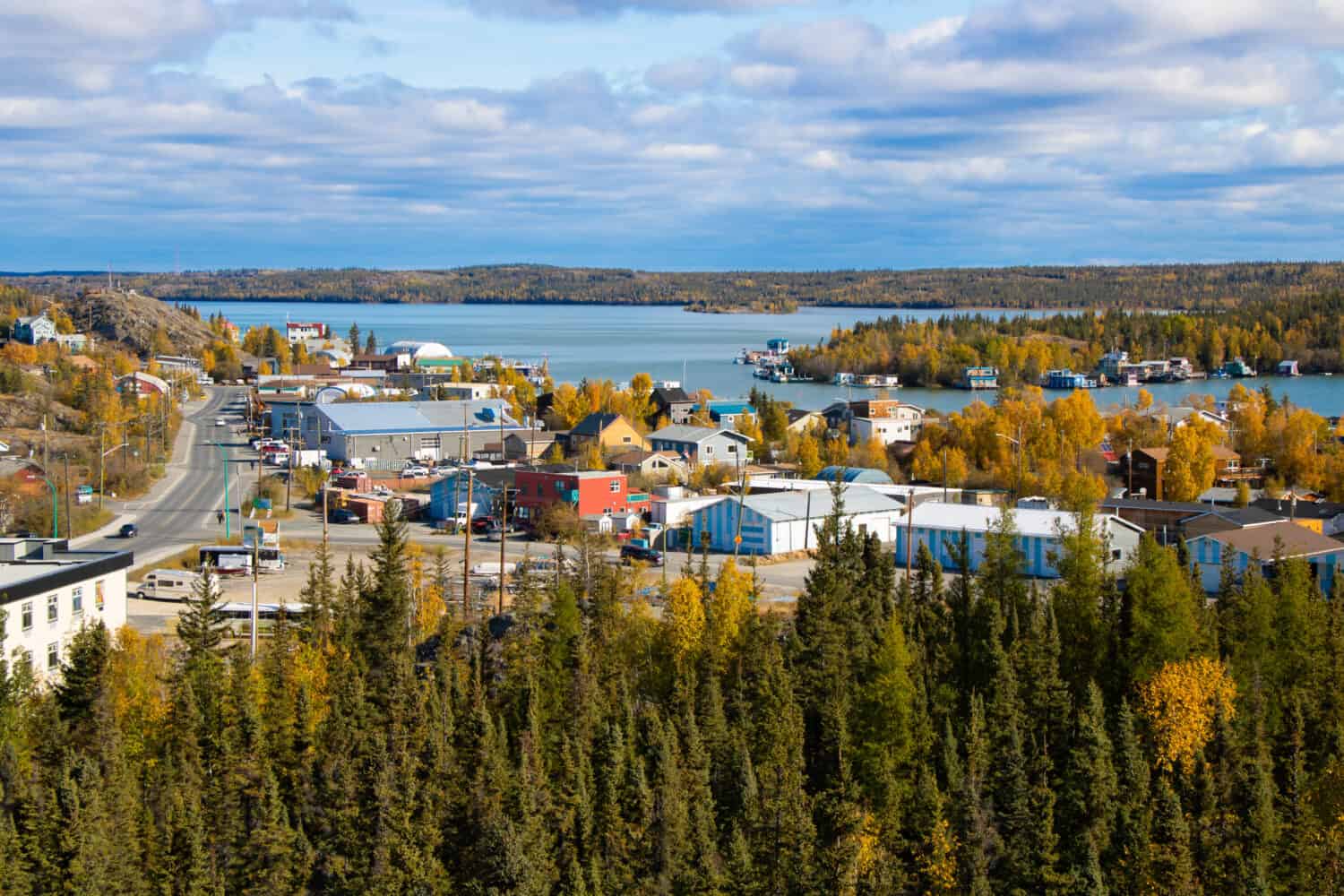 Splendida vista sulla città di Yellowknife, Northwest Territories, Canada