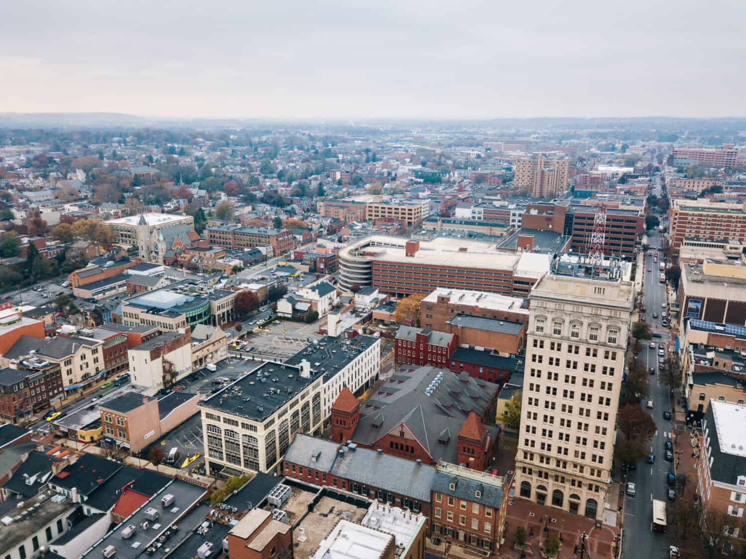 Antenna del centro di Lancaster, Pennsylvania areound i mercati centrali