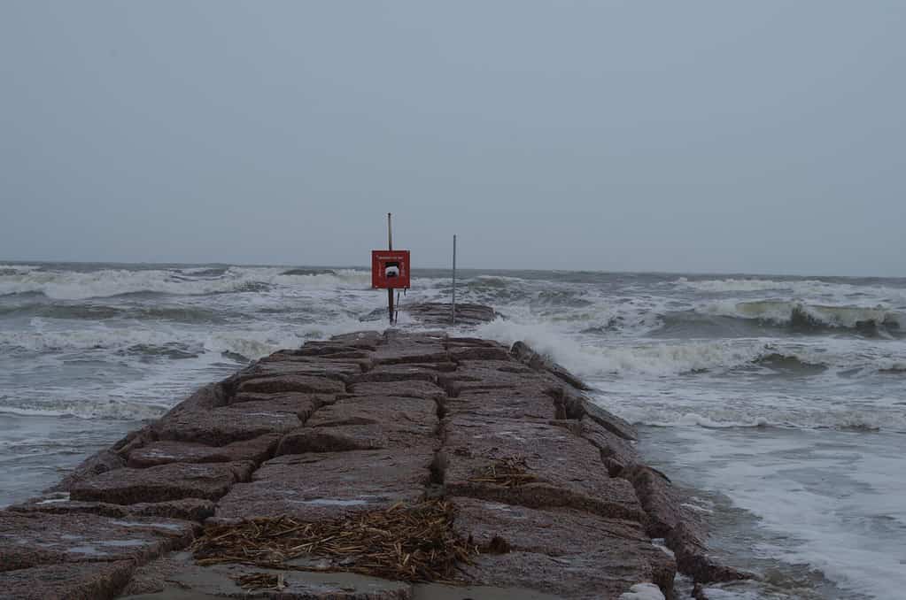 Molo di Galveston durante la tempesta