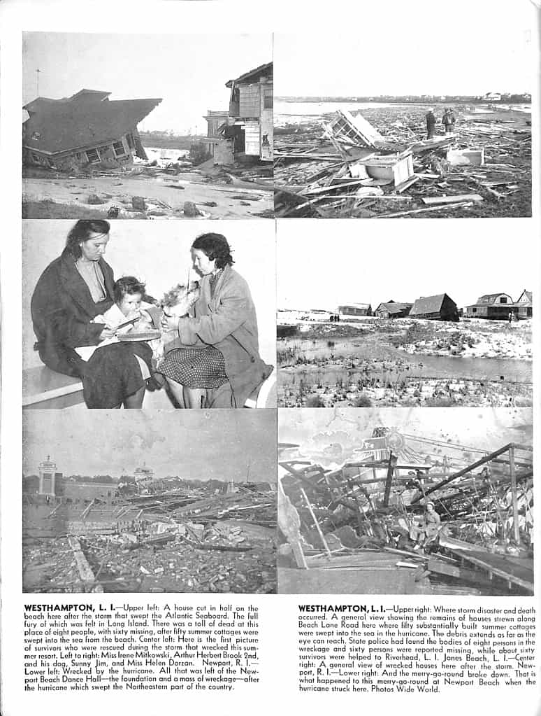 foto delle conseguenze dell'uragano del 1938, grande uragano del New England, long island express, yankee clipper