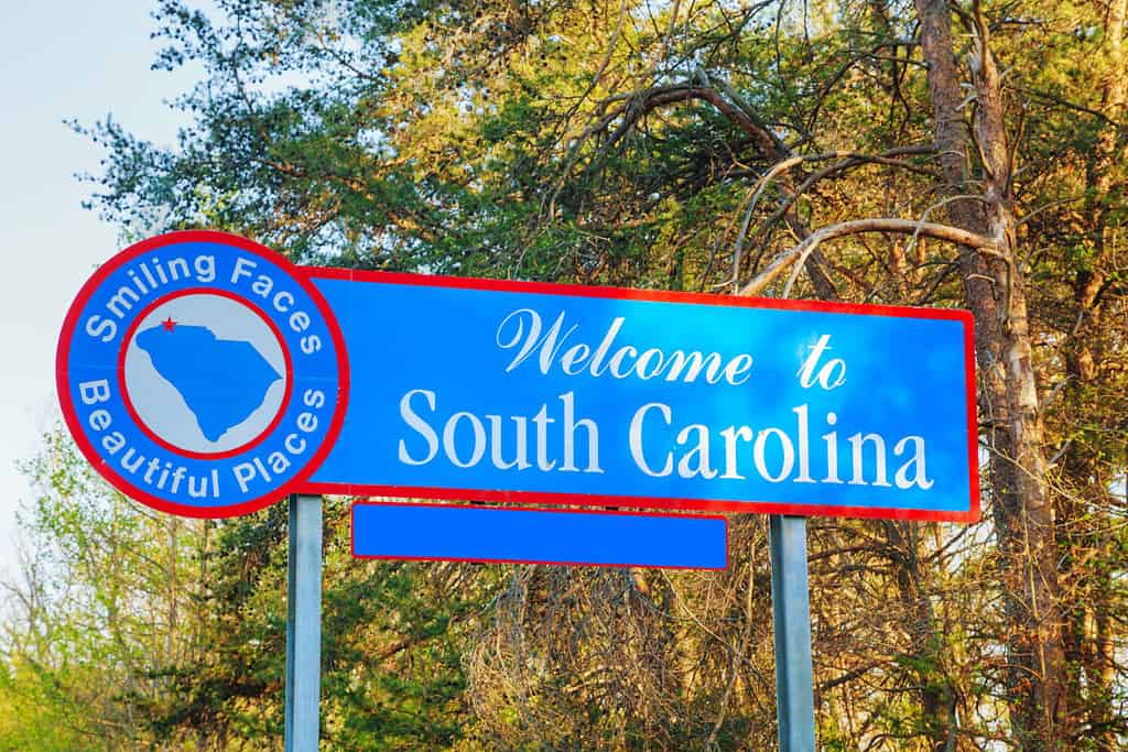 Benvenuti al cartello della Carolina del Sud al confine di stato