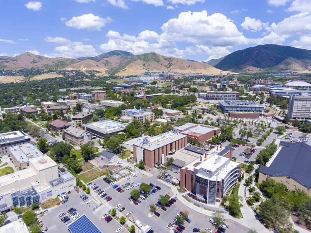 Vista aerea dell'Università dello Utah a Salt Lake City, Utah, Stati Uniti d'America.