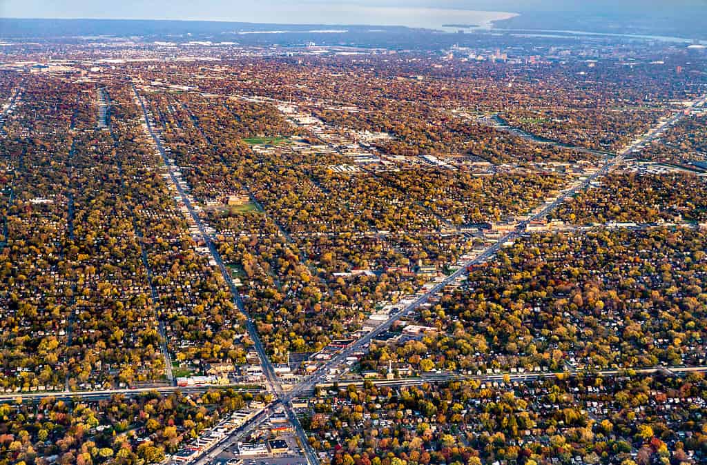 Area suburbana vicino a Detroit, USA