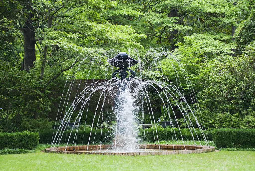 Fontana d'acqua ai giardini di Monroe, Louisiana