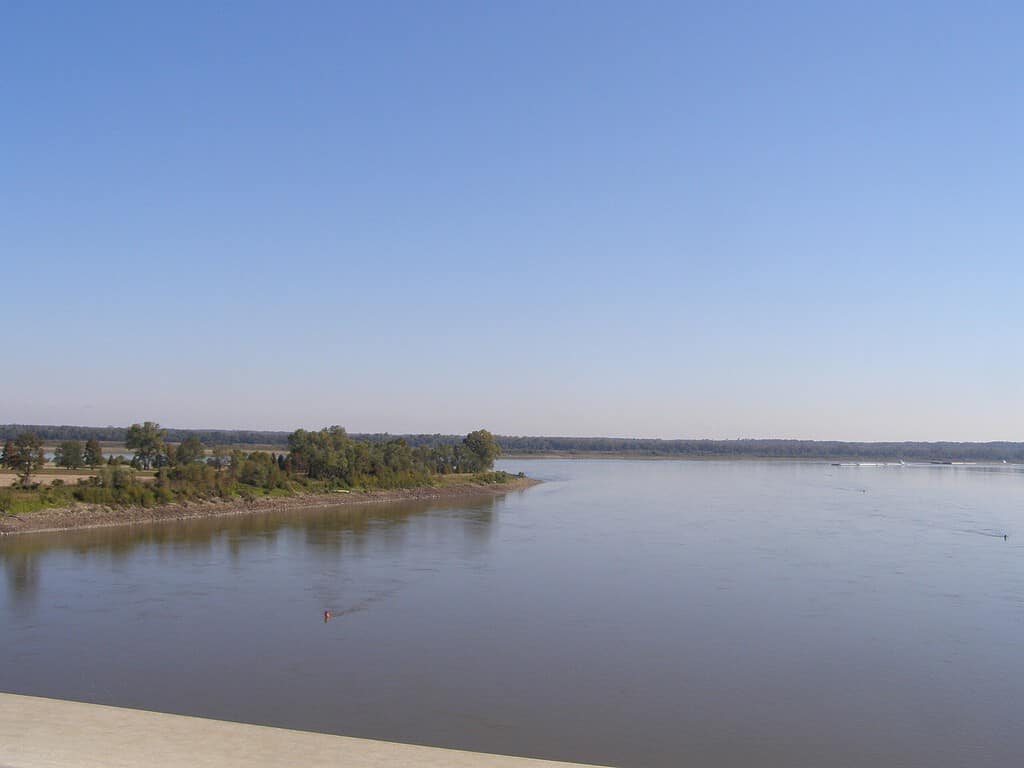 La confluenza del fiume Mississippi e del fiume Ohio, Fort Defiance State Park, Il Cairo, Illinois