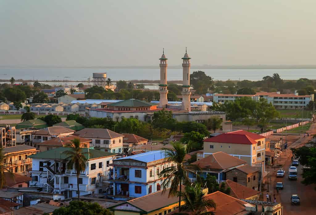 Vista panoramica aerea della città di Banjul, Gambia