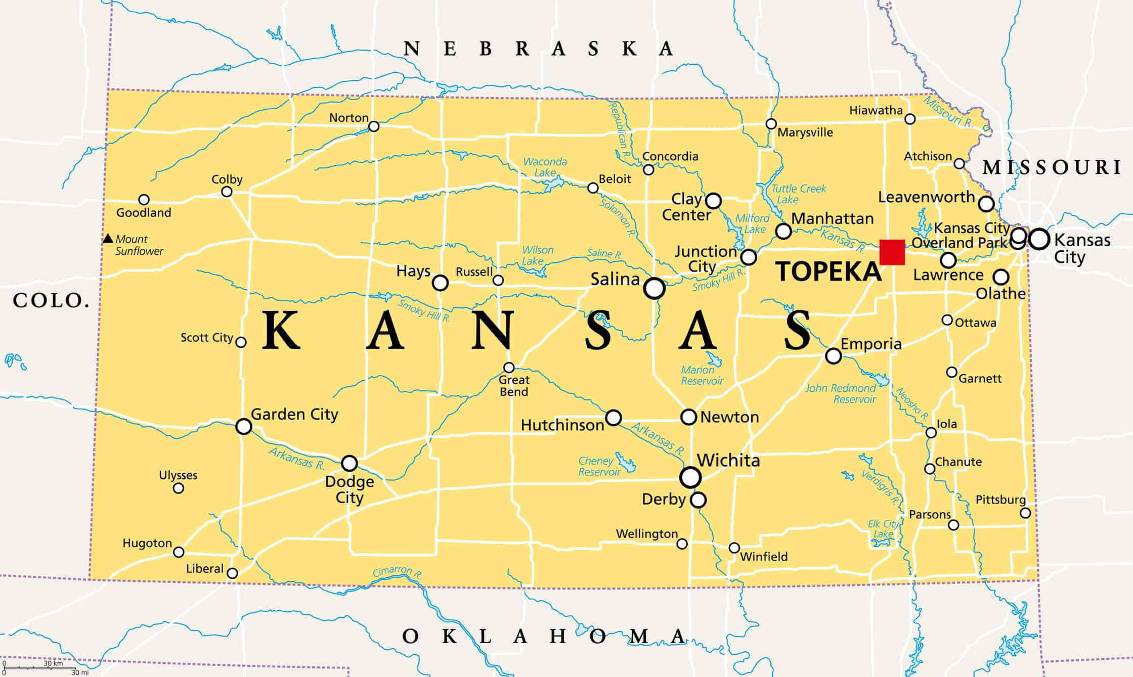 Mappa del Kansas