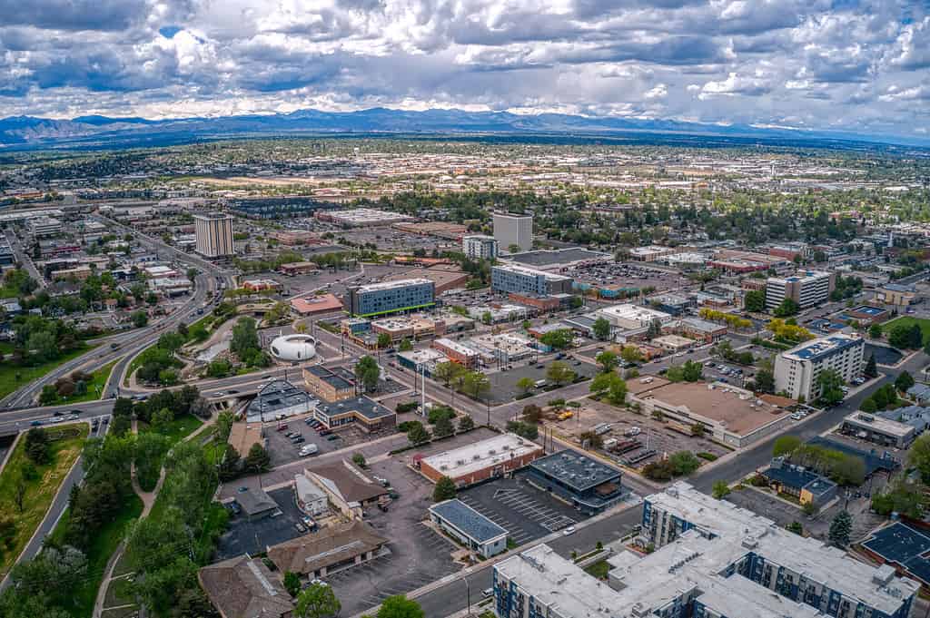 Veduta aerea del sobborgo di Denver di Arvada