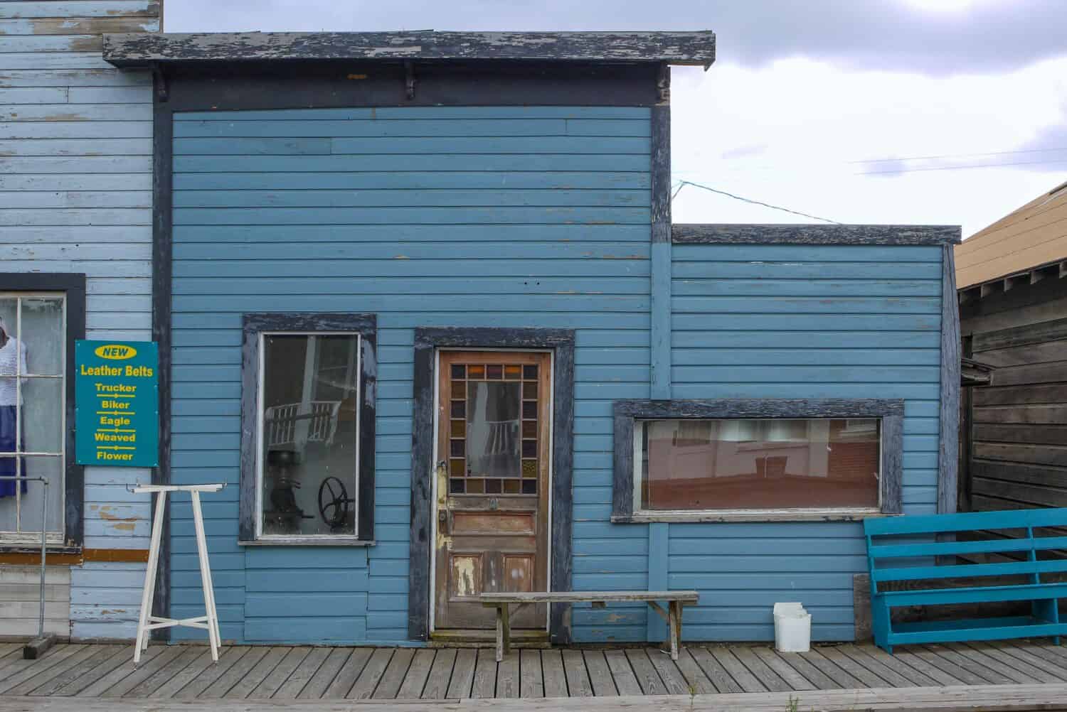 Vecchia facciata del negozio a Shaniko, Oregon, Stati Uniti