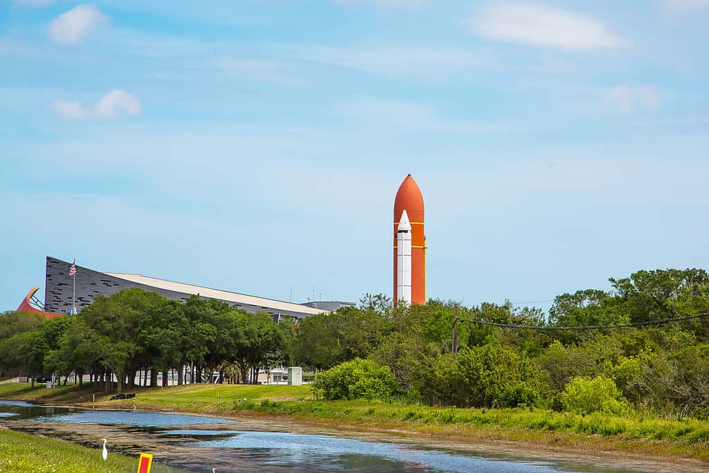 Centro spaziale Kennedy della NASA CAPO CANAVERAL, FLORIDA.  Questo è il razzo utilizzato per andare sulla Luna nel 1969.