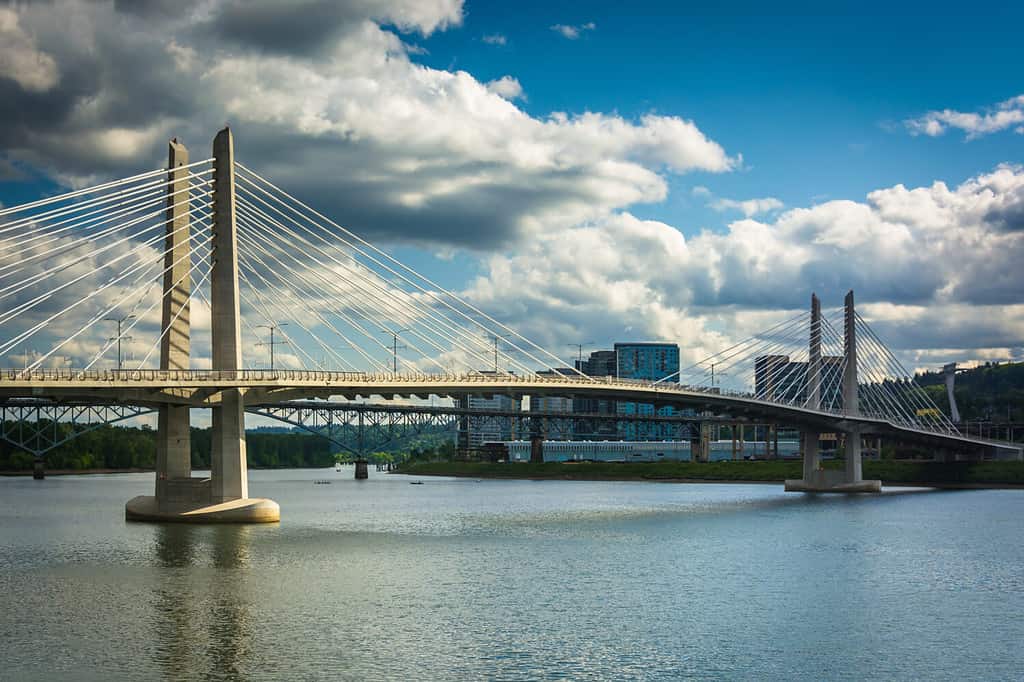 Tilikum Crossing, sul fiume Williamette a Portland, Oregon.