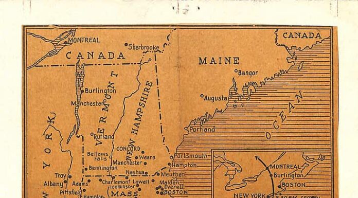 Mappa che mostra il percorso del grande uragano del 1938, il grande uragano del New England, il Long Island Express, il clipper yankee