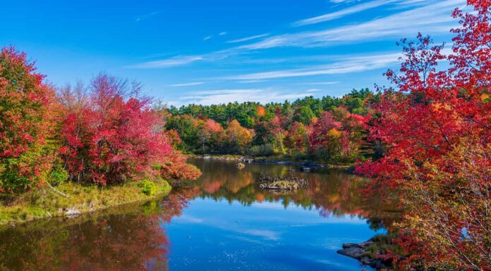 Ellsworth, Maine, durante le foglie di autunno.
