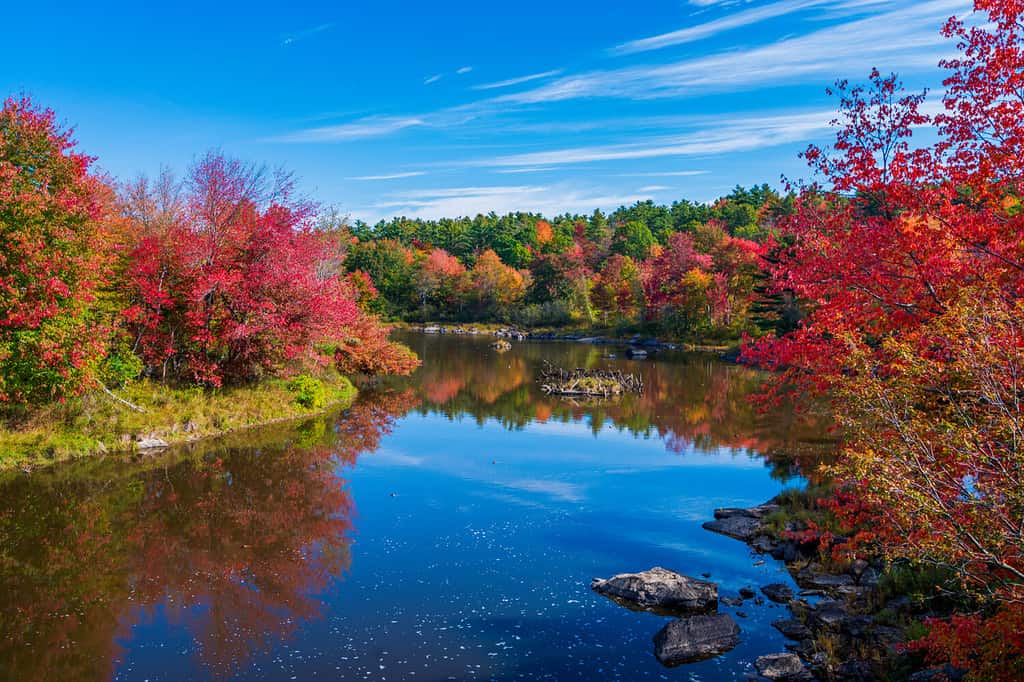 Ellsworth, Maine, durante le foglie di autunno.