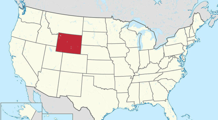 Wyoming sulla mappa degli Stati Uniti