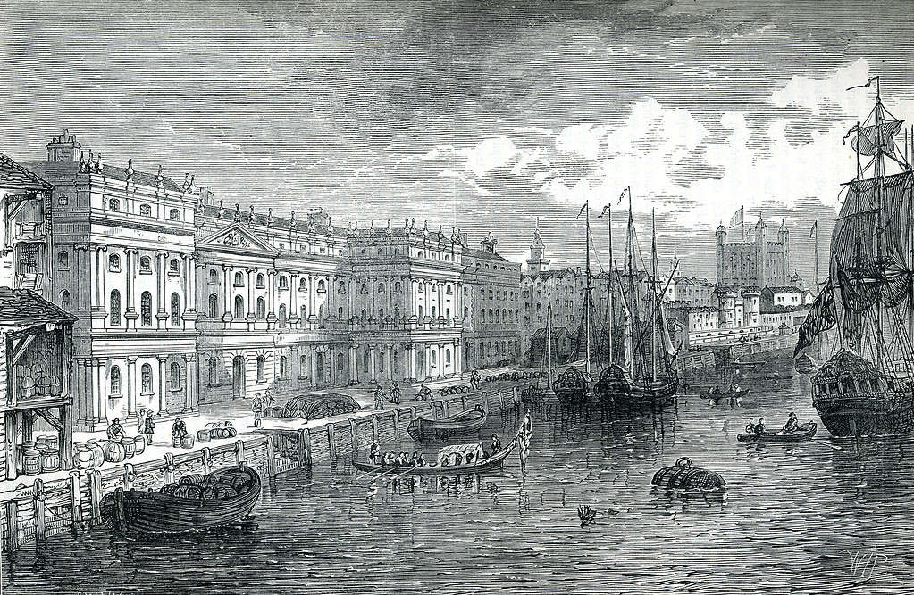 Custom House e Torre di Londra nel XIX secolo