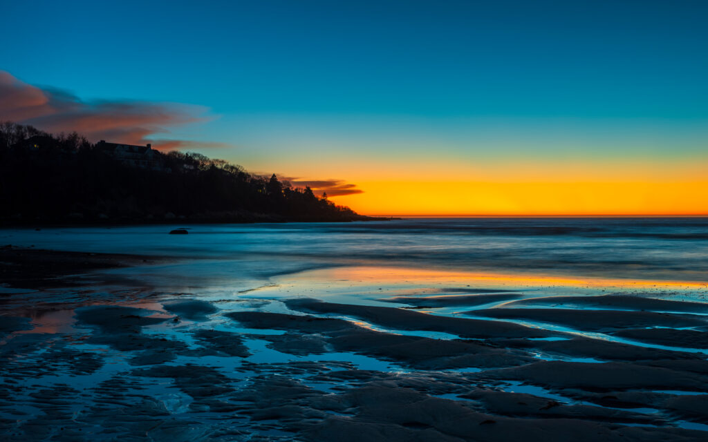 Tramonto su Buzzards Bay su Old Silver Beach, Cape Cod