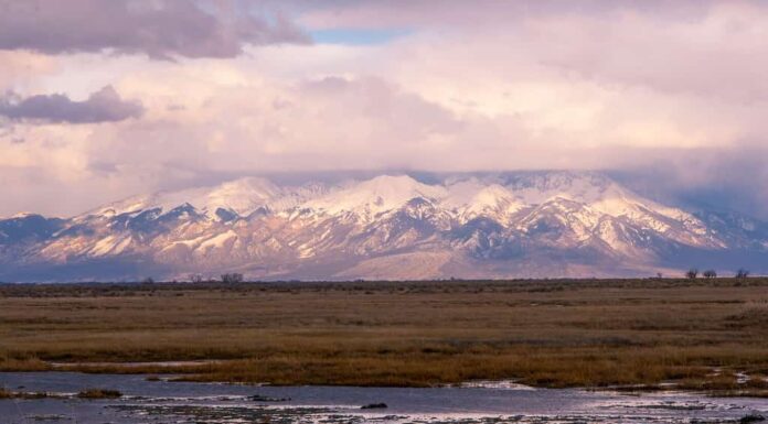 Massiccio Blanca nella San Luis Valley in Colorado, inverno.