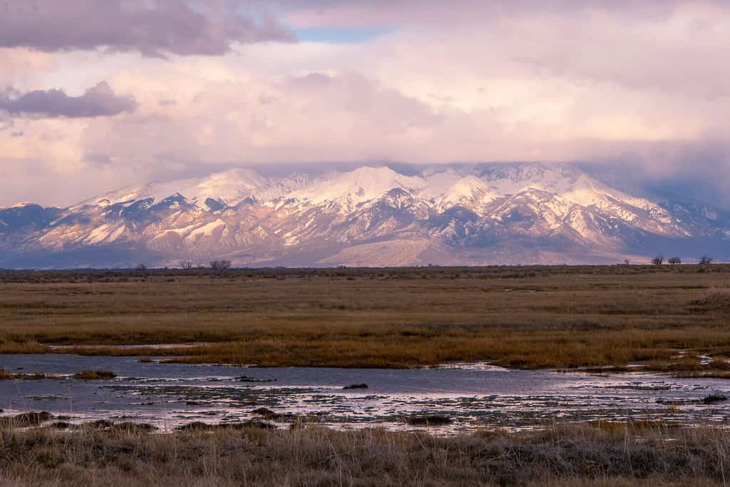 Massiccio Blanca nella San Luis Valley in Colorado, inverno.