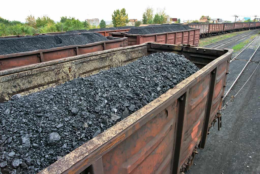 vagoni ferroviari carichi di carbone