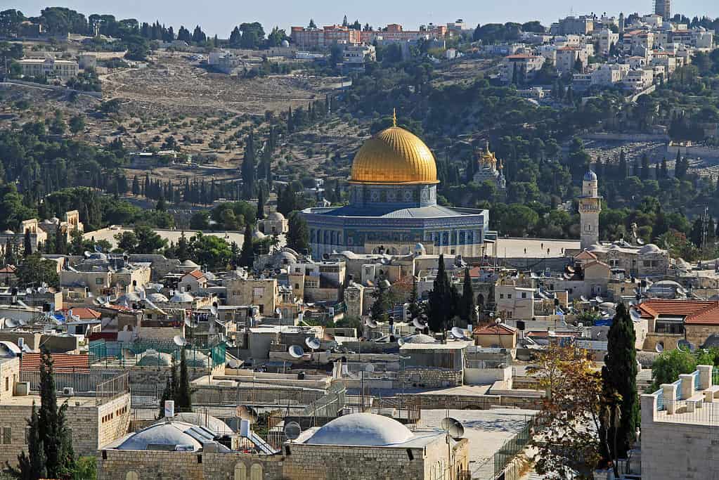 Veduta della città di Gerusalemme, del Monte del Tempio e della Cupola della Roccia
