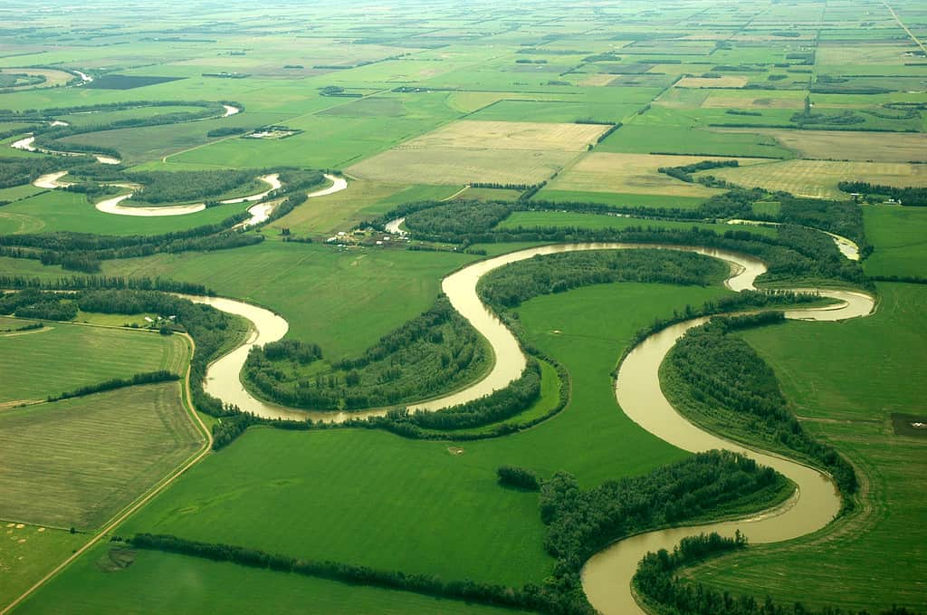 Fiume curvo dall'alto