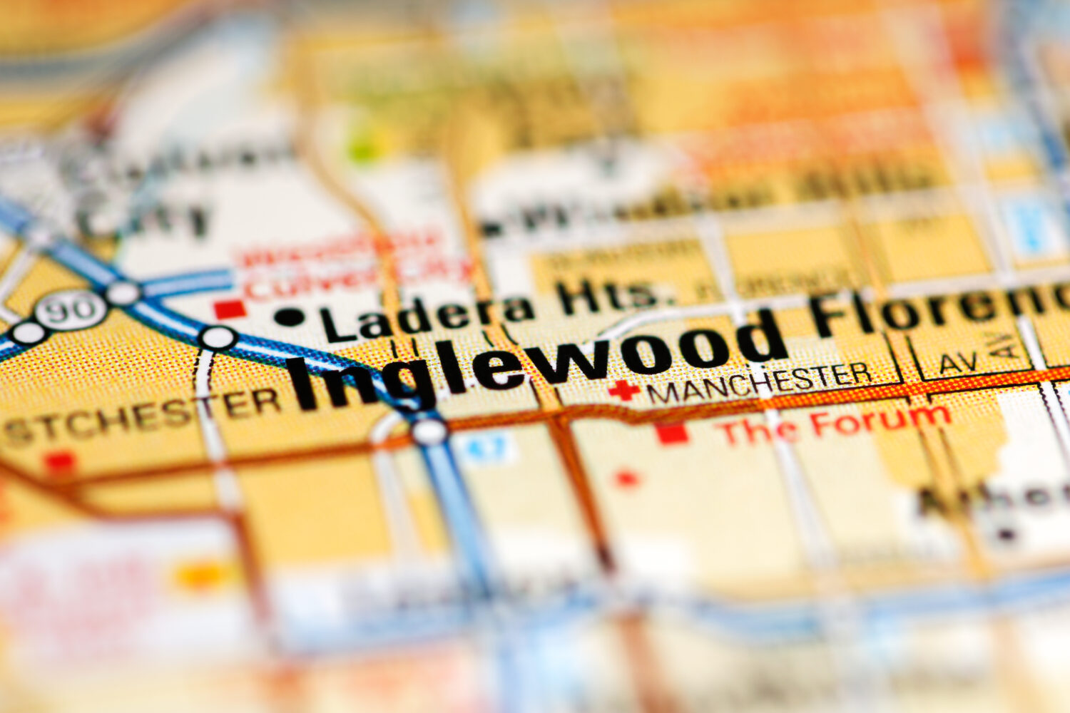 Inglewood.  California.  Stati Uniti su una mappa