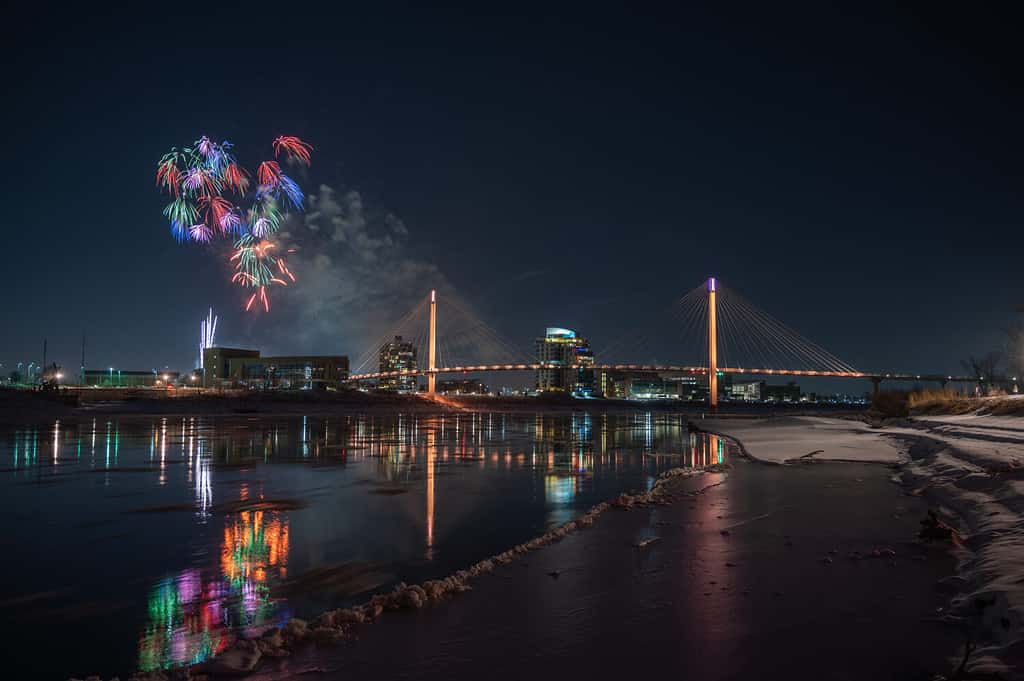 Capodanno a Omaha, Nebraska, al ponte pedonale Bob Kerrey