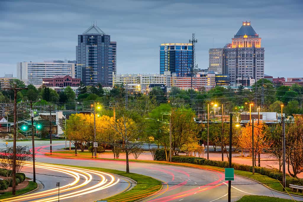 Greensboro, Carolina del Nord, Stati Uniti d'America skyline del centro.