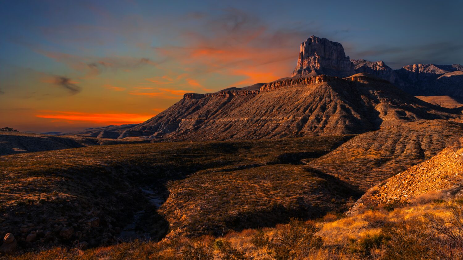 Parco Nazionale delle Montagne Guadalupe al tramonto