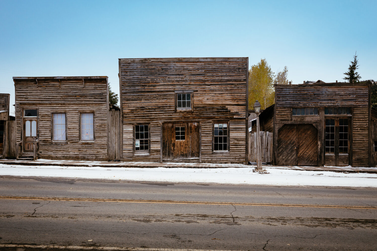 Ghost Town Virginia City Historic District designato nel 1961 dopo che Charles e Sue Bovey restaurarono le antiche rovine, nel Montana, USA