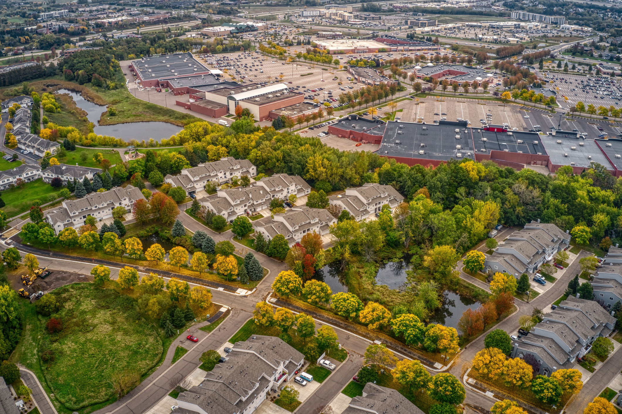 Veduta aerea del sobborgo di Twin Cities di Woodbury nel Minnesota