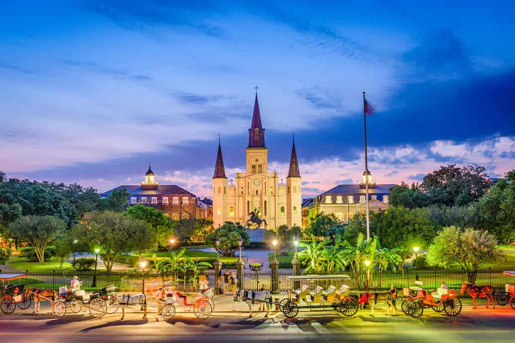 New Orleans, Louisiana, USA presso la Cattedrale di St. Louis e Jackson Square.